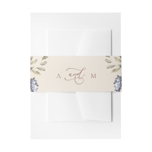 Cream Waterverf Floral Monogram Bruiloft Uitnodigingen Wikkel (Voorkant Voorbeeld)