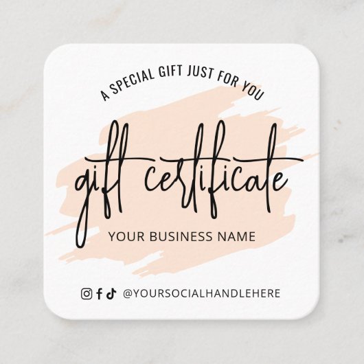 Cream Waterverf Modern Hair Salon Gift Kaart Vierkante Visitekaartje (Voorkant)