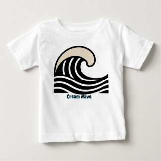 Cream Wave Crest on Black – Minimal Ocean Line Art