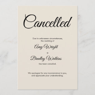 Cream Wedding Annuled Announcement Card Kaart