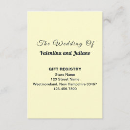 Cream Wedding Gift Registry Portrait Informatiekaartje