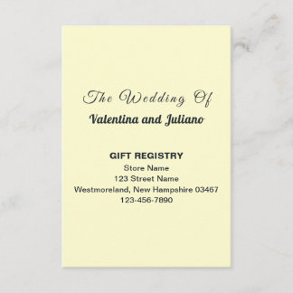 Cream Wedding Gift Registry Portrait Informatiekaartje
