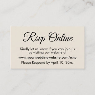Cream Wedding RSVP Online Elegant Eenvoudig Informatiekaartje