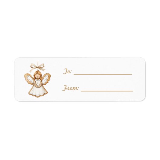Cream White Angel Bow Christmas Etiket (Voorkant)