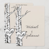 Cream White Birch Trees Wedding Kaart (Voorkant / Achterkant)