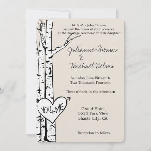 Cream White Birch Trees Wedding Kaart