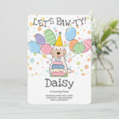 Cream White Cockapoo Cavapoo Hond Verjaardagsfeest Kaart (Staand voorkant)