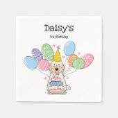 Cream White Cockapoo Cavapoo Verjaardagsfeestje Pa Servet (Voorkant)