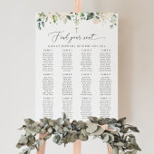 Cream White Flowers, Boho, Baptism Seating Chart Poster