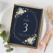 Cream White Flowers, Boho, Baptism Table Numbers Kaart