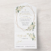 Cream White Flowers, Boho, First Holy Communion All In One Uitnodiging (Binnen)