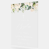 Cream White Flowers, Boho, Floral Baptism Welcome Acryl Bord (Hoek)