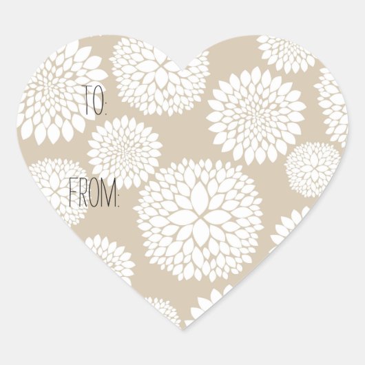 Cream White Flowers Cadeau Label (Voorkant)