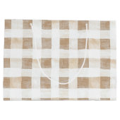 Cream White Plaid Stripes Birthday Groot Cadeauzakje (Achterkant)