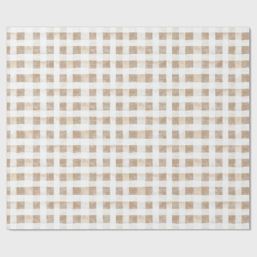 Cream White Plaid Stripes Cadeaupapier (Vlak)