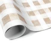Cream White Plaid Stripes Cadeaupapier (Rol Hoek)
