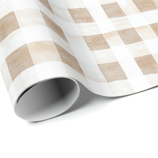 Cream White Plaid Stripes Cadeaupapier (Rol Hoek)