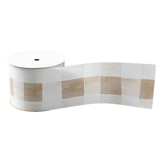 Cream White Plaid Stripes   Grosgrain Lint (Spoel)