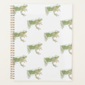 Cream White Sage Green Waterverf Frog Pattern Planner (Voorkant)