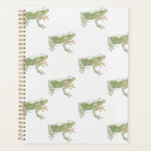 Cream White Sage Green Waterverf Frog Pattern