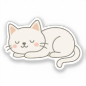 Cream White Sleeping Cat Sticker – Minimalist Cute (Recto)