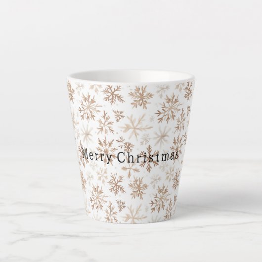 Cream White Snowflakes Christmas   Latte Mok (Voorkant)