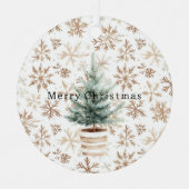 Cream White Snowflakes Christmas Tree  Metalen Ornament (Voorkant)