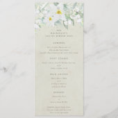 Cream White Spring Florals Flat 4 gangen Pasen Menu (Voorkant)