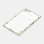 Cream White Waterverf Floral Name Post-it® Notes (Schuin)