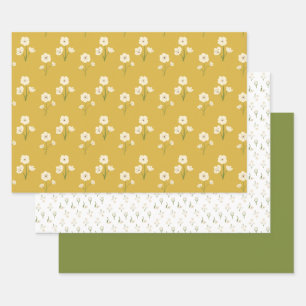 Cream Wildflowers Floral Retro Vintage Inpakpapier Vel