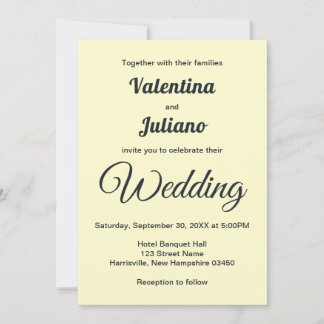 Cream With Slate Text Wedding Invitation Kaart