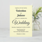 Cream With Slate Text Wedding Invitation Kaart (Staand voorkant)