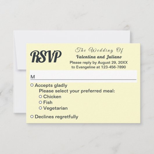Cream With Slate Text Wedding RSVP (Voorkant)