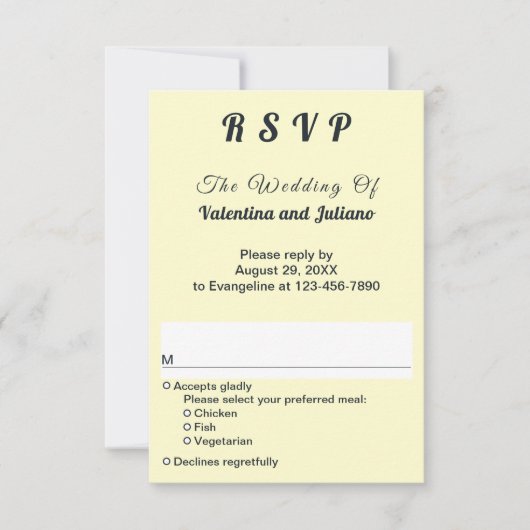 Cream With Slate Typography Portrait Wedding RSVP (Voorkant)