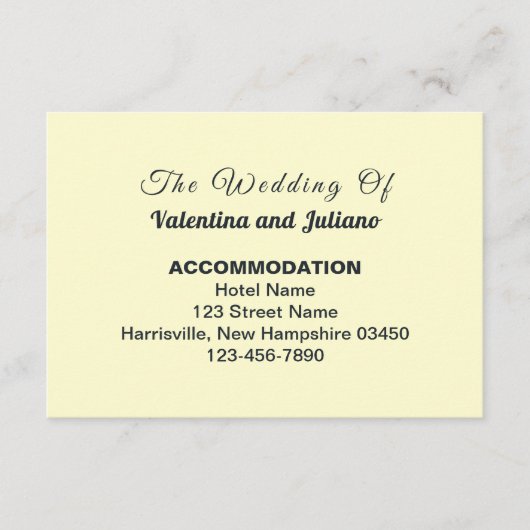 Cream With Slate Typography Wedding Accommodation Informatiekaartje (Voorkant)
