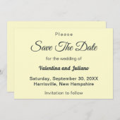 Cream With Slate Typography Wedding Save The Date (Devant / Derrière)