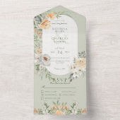 Cream & Yellow Boho Floral Sage Green Dinner All In One Uitnodiging (Binnen)