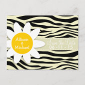 Cream Zebra Stripes Animal Print; Daisy Aankondigingskaart (Voorkant)