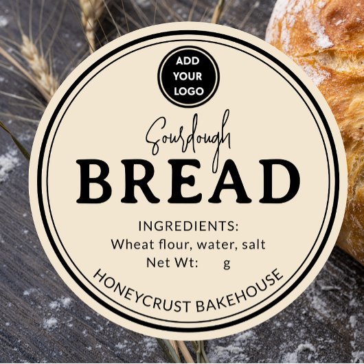 Creamy Beige Bakery Sourdough Bread Label Sticker