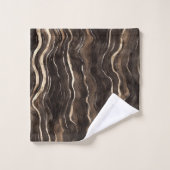 Creamy Brown Chocolate Gold Wavy Stripes  (Gant de toilette)