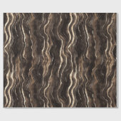 Creamy Brown Chocolate Gold Wavy Stripes Christmas Cadeaupapier (Vlak)