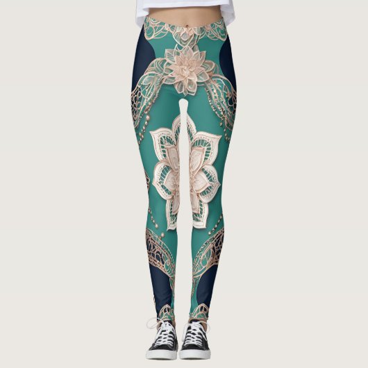 Creamy Emerald AI art Leggings (Voorkant)
