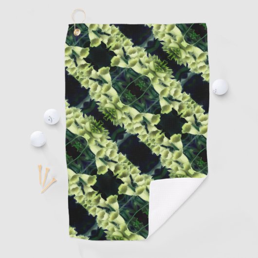 Creamy Foxglove Flower Abstract Pattern Golfhanddoek (Insitu)