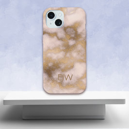 Creamy Gold Pink Marble Pattern iPhone 15 Hoesje