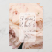 Creamy Soft Pink Peach Rozen Elegant Sweet 16 Kaart (Voorkant / Achterkant)