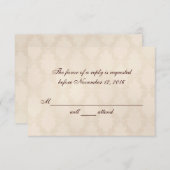 Creamy White Damask RSVP (Voorkant / Achterkant)