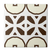 Creamy White en Brown Mosaic Geometric Pattern Tegeltje (Voorkant)