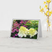 Creamy White Hydrangea en Pink Cone Flowers Kaart (Gele Bloem)