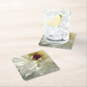 Creamy White Peony Flower met roze Stamens Vierkante Kartonnen Onderzetter (Insitu)