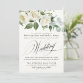 CreamyFloral Eucalyptus Script Calligraphy Wedding Kaart (Staand voorkant)